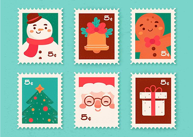 Christmas Themed Postage Stamps