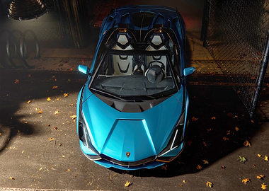 Blue Lamborghini Aventador SVJ Roadster