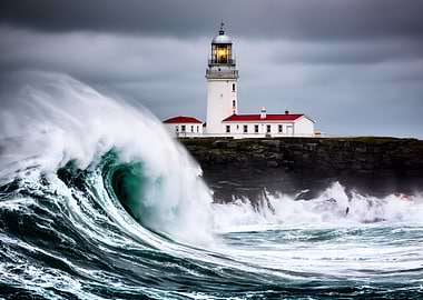 Stormy Seas and Lighthouse