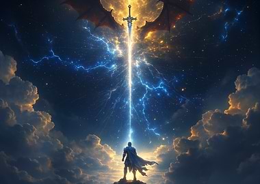 Warrior Under Cosmic Sword