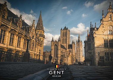 Ghent Cityscape with Cathedral