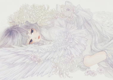 Angel with White Flowers