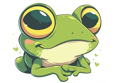 Cute Cartoon Frog with Big Eyes