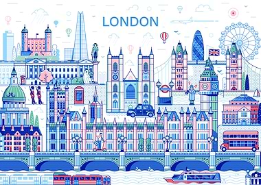 London Panoramic Cityscape Illustration