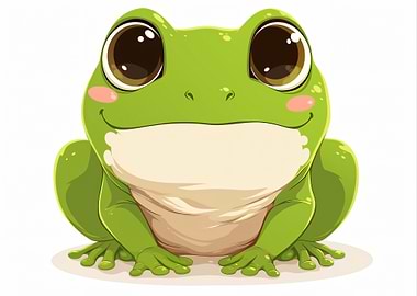 Cute cartoon frog with big eyes