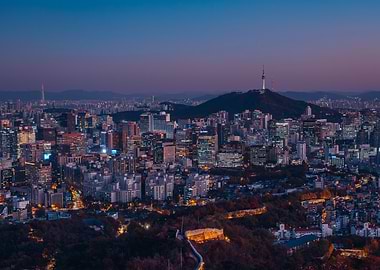 Dusk in Seoul, South Korea