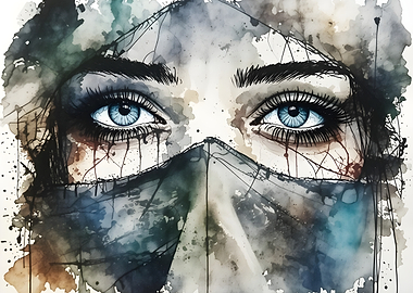 Watercolor Portrait of a Woman's Eyes