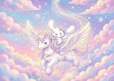 Cinnamoroll Riding a Pegasus