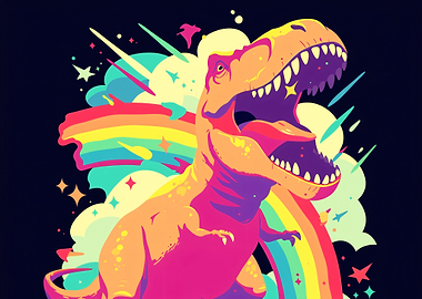 Rainbow T-Rex Roaring