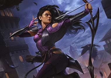 Archer in Purple Armor Drawing Bow