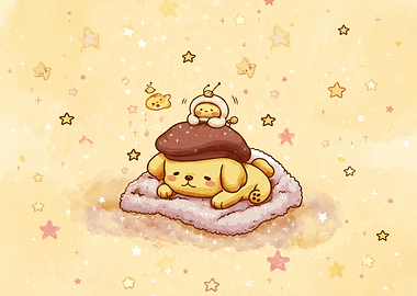 Cute Dog and Bee Characters with Stars