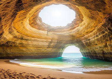 Cave beach with ocean view