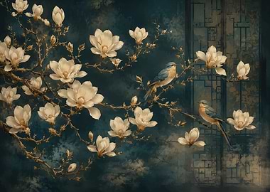 Birds and Magnolia Blossoms