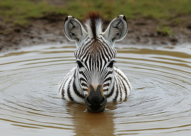 Zebra foal in water