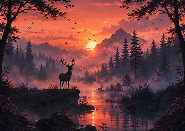 Majestic Deer at Sunset