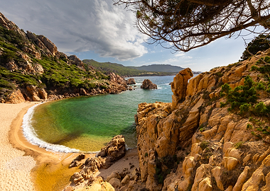 Secluded Cove with Rocky Outcrops
