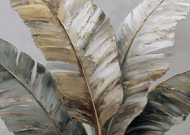 Textured Gold and Green Banana Leaves