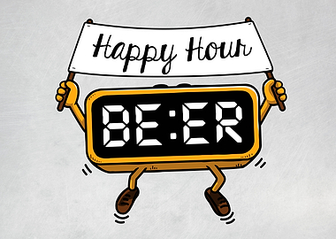 Happy Hour Beer Digital Clock Character