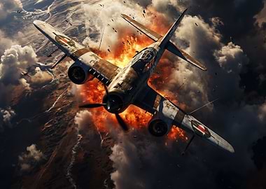World War II Bomber in Aerial Combat