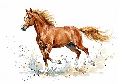 Galloping Horse in Watercolor