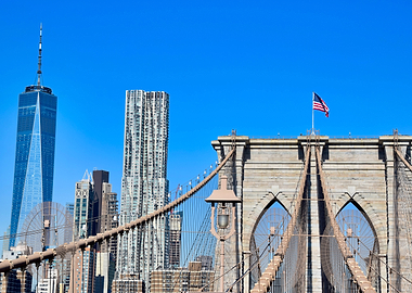 Brooklyn Bridge and New York City Skyline