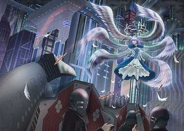 Angel vs. Futuristic Soldiers