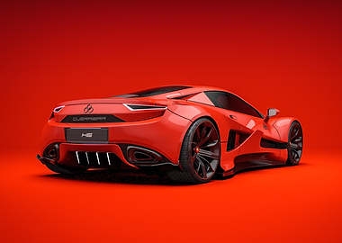 Red Sports Car Rear View