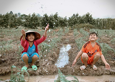 Children playing in a field