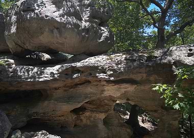 Natural Rock Archway in Forest