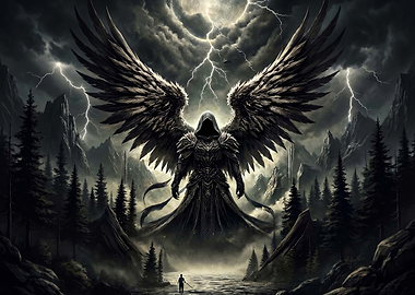 Dark Angel in a Stormy Landscape