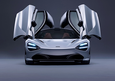 Silver McLaren 720S with Doors Open