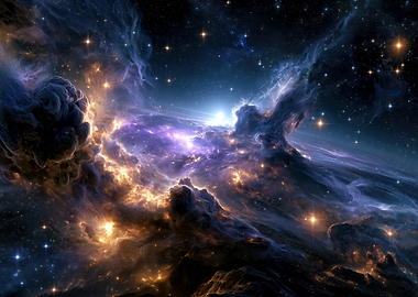 Massive Cosmic Nebula with Stars