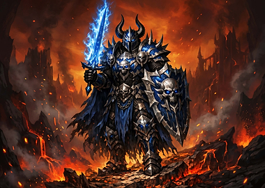 Fantasy Knight with Blue Sword