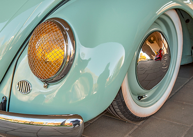 Vintage Car Headlight and Wheel Detail
