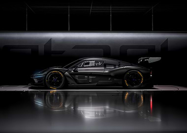 Black GT Race Car in Studio