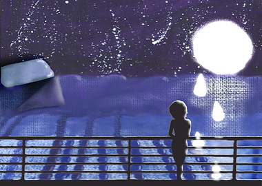 Woman Gazing at Starry Night Sky