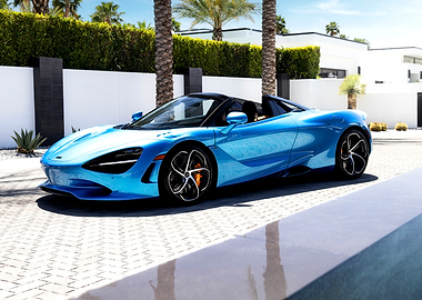 Blue McLaren 720S Spider Convertible