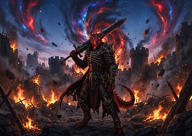 Dragon Warrior in Burning Castle