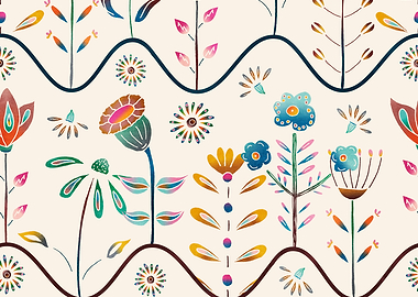 Whimsical Folk Art Floral Pattern