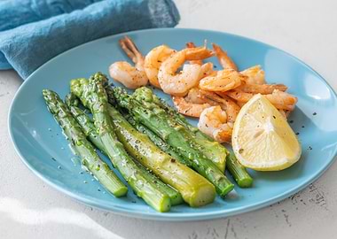 Grilled Shrimp and Asparagus with Lemon