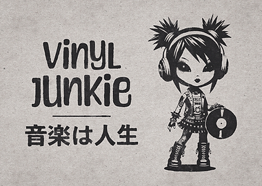 Vinyl Junkie Punk Girl Illustration