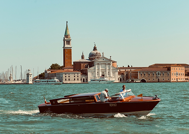 Classic Wooden Boat in Venice Lagoon