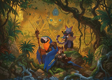 Anthropomorphic Animal Adventurers in Jungle Temple