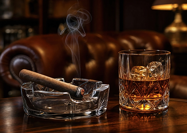 Whiskey and Cigar in a Lounge