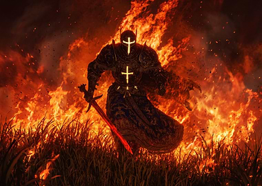 Knight in Burning Field