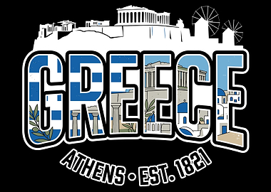 Greece Athens Travel Souvenir Graphic