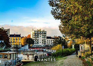 Scenic Canal View in Nantes France