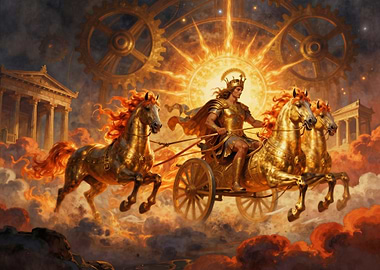 Helios Driving the Golden Sun Chariot