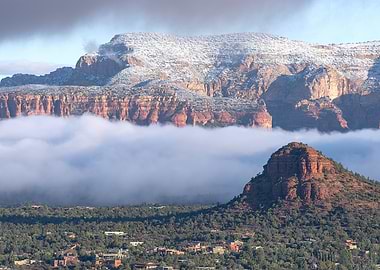 Snow-Capped Red Rock Mountains in Sedona