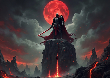 Dark Knight Under Red Moon